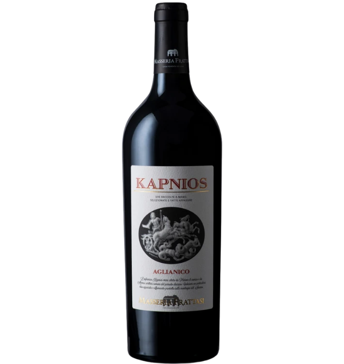 Bottiglia di vino Kapnios Aglianico di Masseria Frattasi venduta da Corner Shop Sorrento