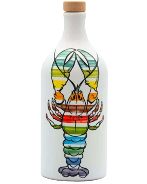Orcio in ceramica decorato con aragosta multicolore – olio EVO Muraglia