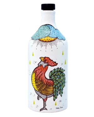 Orcio Il Gallo in ceramica decorata a mano con olio extravergine Muraglia