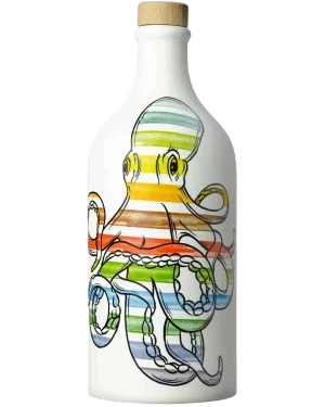 Orcio in ceramica decorato con polpo colorato – con olio extravergine di oliva Muraglia